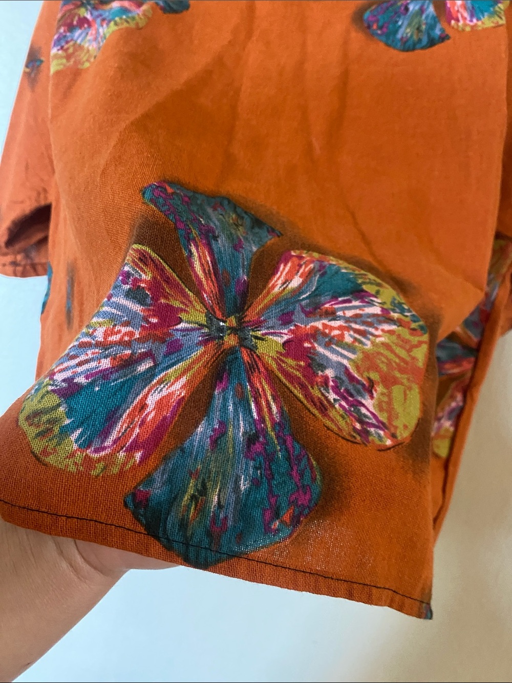 Floral Linen Blend Top - Rust - Picture 4 of 4